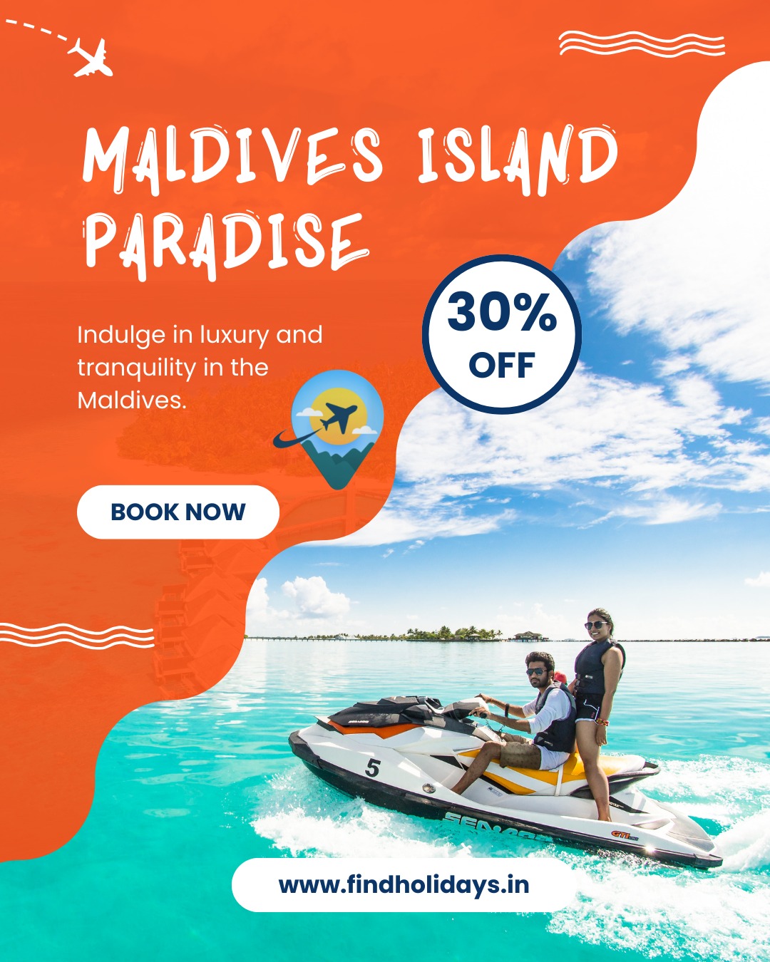 Discover the ultimate Maldives Tour Package from Chennai with FindHolidays.in! Enjoy 7 nights of white-sand beaches, crystal-clear waters, luxury resorts, and unforgettable island adventures — perfectly curated for families, honeymooners, and travelers from Chennai.