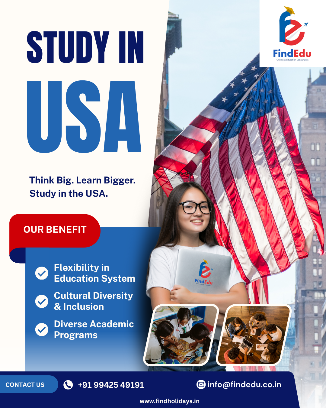 Study in the USA with FindEdu Chennai! Get expert guidance for admissions, scholarships, and study visas. Trusted education consultants in Tamil Nadu.
