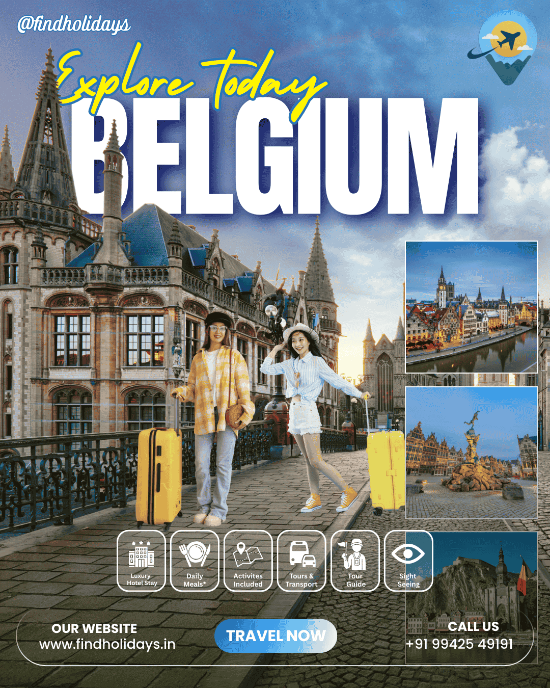 Belgium tour from Chennai featuring Brussels Bruges and Ghent